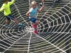 There's a trampoline-like spider web