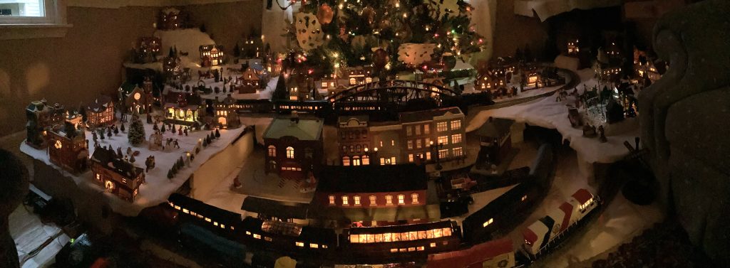 Pano of our Christmas Village